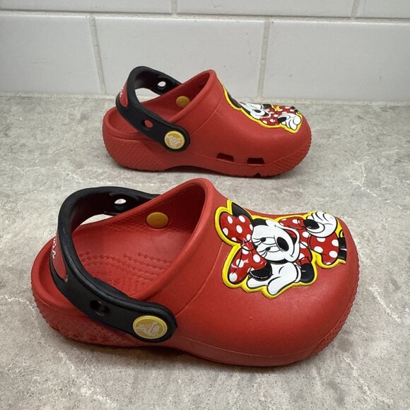 Crocs Toddler Girls Fun Lab Disney Minnie Mouse Band Clogs Size C7 Red Shoes - Picture 3 of 5